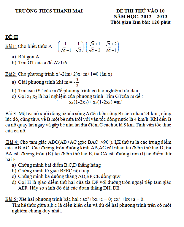 Điểm thi lớp 10 năm 2012 cde630e35bfd303a659d364b074421e0 43402873.de8 Đề thi thử vào lớp 10 môn toán năm học 2012 2013 đề số 8