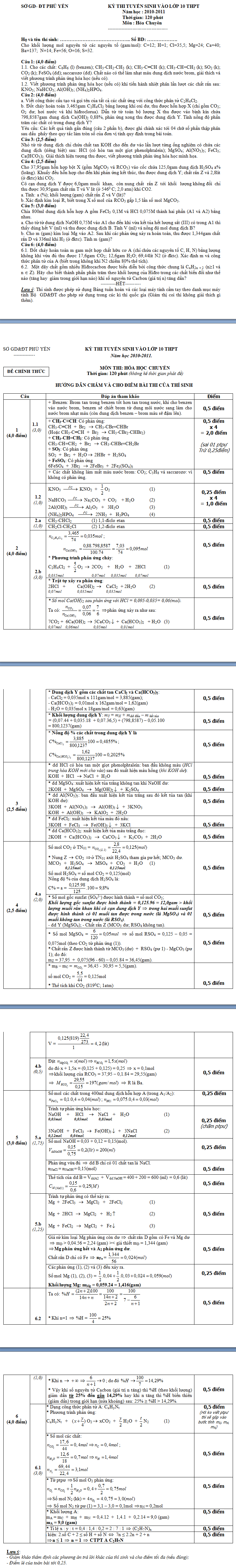 Điểm thi lớp 10 năm 2012 afe168b6ab84d3b350229406ad5227f0 43000872.chuyenphuyen Đề thi tuyển sinh vào lớp 10 môn hóa thpt chuyên Phú Yên