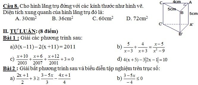 De thi hoc ki 2 lop 8 mon Toan nam 2015 THCS Kim Son