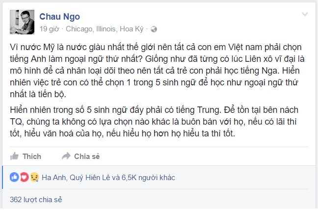 thí điểm dạy tiếng Trung, ngoại ngữ thứ nhất, GS Ngô Bảo Châu, Đề án 2020