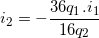 \small i_{2}=-\frac{36q_{1}.i_{1}}{16q_{2}}