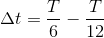 \Delta t=\frac{T}{6}-\frac{T}{12}