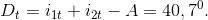 D_{t}=i_{1t}+i_{2t}-A =40,7^{0}.