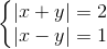 \left\{\begin{matrix} |x+y|=2\\|x-y|=1 \end{matrix}\right.