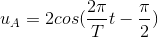 u_{A}=2cos(\frac{2\pi }{T}t-\frac{\pi }{2})