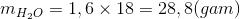 m_{H_{2}O}=1,6\times 18=28,8(gam)