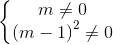 \left\{\begin{matrix} m\neq 0\\ \left (m-1 \right )^{2}\neq 0 \end{matrix}\right.