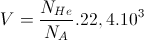 V=\frac{N_{He}}{N_{A}}.22,4.10^{3}