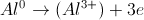 Al^{0}\rightarrow(Al^{3+})+3e