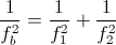 \frac{1}{f_{b}^{2}}=\frac{1}{f_{1}^{2}}+\frac{1}{f_{2}^{2}}