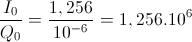 \frac{I_{0}}{Q_{0}}=\frac{1,256}{10^{-6}}=1,256.10^{6}