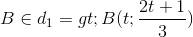 B\in d_{1}=>B(t;\frac{2t+1}{3})