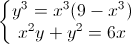 \left\{\begin{matrix}y^{3}=x^{3}(9-x^{3})\\x^{2}y+y^{2}=6x\end{matrix}\right.
