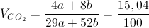 V_{CO_{2}}=\frac{4a+8b}{29a+52b}=\frac{15,04}{100}
