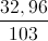 \frac{32,96}{103}