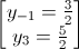 \begin{bmatrix}y_{-1}=\frac{3}{2}\\y_{3}=\frac{5}{2}\end{bmatrix}