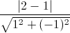 \frac{|2-1|}{\sqrt{1^{2}+(-1)^{2}}}