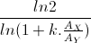 \frac{ln2}{ln(1+k.\frac{A_{X}}{A_{Y}})}