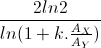 \frac{2ln2}{ln(1+k.\frac{A_{X}}{A_{Y}})}