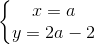 \left\{\begin{matrix} x=a\\y=2a-2 \end{matrix}\right.