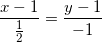 \small \frac{x-1}{\frac{1}{2}}=\frac{y-1}{-1}