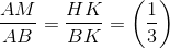 \frac{AM}{AB}=\frac{HK}{BK}=\left ( \frac{1}{3} \right )
