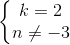 \left\{\begin{matrix} k=2\\ n\neq -3 \end{matrix}\right.