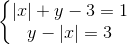 \left\{\begin{matrix} \left | x \right |+y-3=1\\ y-\left | x \right |=3 \end{matrix}\right.