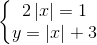 \left\{\begin{matrix} 2\left | x \right |=1\\ y=\left | x \right |+3 \end{matrix}\right.