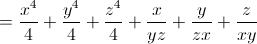 =\frac{x^4}{4}+\frac{y^4}{4}+\frac{z^4}{4}+\frac{x}{yz}+\frac{y}{zx}+\frac{z}{xy}