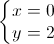 \left\{\begin{matrix}x=0\\y=2\end{matrix}\right.