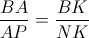 \frac{BA}{AP}=\frac{BK}{NK}