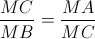 \frac{MC}{MB}=\frac{MA}{MC}