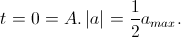 t=0\Rightarrow x=A .\left | a \right |=\frac{1}{2}a_{max}.