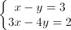 \left\{\begin{matrix} x-y=3\\ 3x-4y=2 \end{matrix}\right.