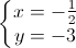 \left\{\begin{matrix}x=-\frac{1}{2}\\ y=-3\end{matrix}\right.