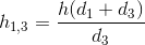 h_{1,3}=\frac{h(d_{1}+d_{3})}{d_{3}}