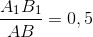 \frac{A_{1}B_{1}}{AB}=0,5