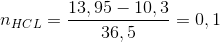 n_{HCL} = \frac{13,95-10,3}{36,5} = 0,1