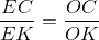 \frac{EC}{EK}=\frac{OC}{OK}