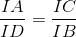 \frac{IA}{ID}=\frac{IC}{IB}