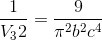 \frac{1}{V_{3}{2}}=\frac{9}{\pi ^{2}b^{2}c^{4}}