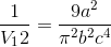 \frac{1}{V_{1}{2}}=\frac{9a^{2}}{\pi ^{2}b^{2}c^{4}}
