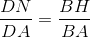 \frac{DN}{DA}=\frac{BH}{BA}