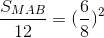 \frac{S_{MAB}}{12}=(\frac{6}{8})^{2}