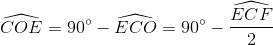 \widehat{COE}=90^{\circ}-\widehat{ECO}=90^{\circ}-\frac{\widehat{ECF}}{2}