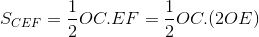S_{CEF}=\frac{1}{2}OC.EF = \frac{1}{2}OC.(2OE)