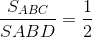 \frac{S_{ABC}}{SABD}=\frac{1}{2}