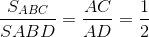 \frac{S_{ABC}}{SABD}=\frac{AC}{AD}=\frac{1}{2}