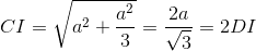 CI=\sqrt{a^{2}+\frac{a^{2}}{3}}=\frac{2a}{\sqrt{3}}=2DI